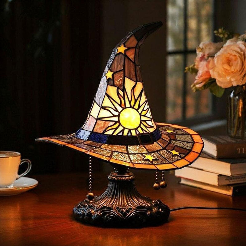Enchanting Stained Glass Witch Hat Night Lamp | Magical Warm Home Glow 🧙‍♀️