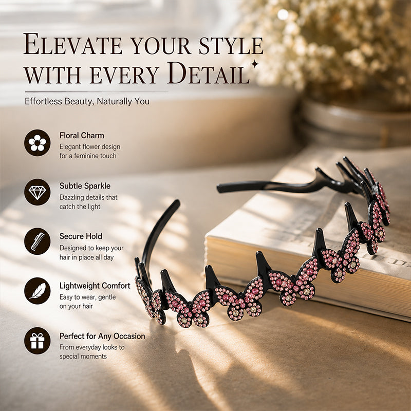 Sparkly Butterfly Wavy High Crown Volumising Headband – For Styling & Face Washing