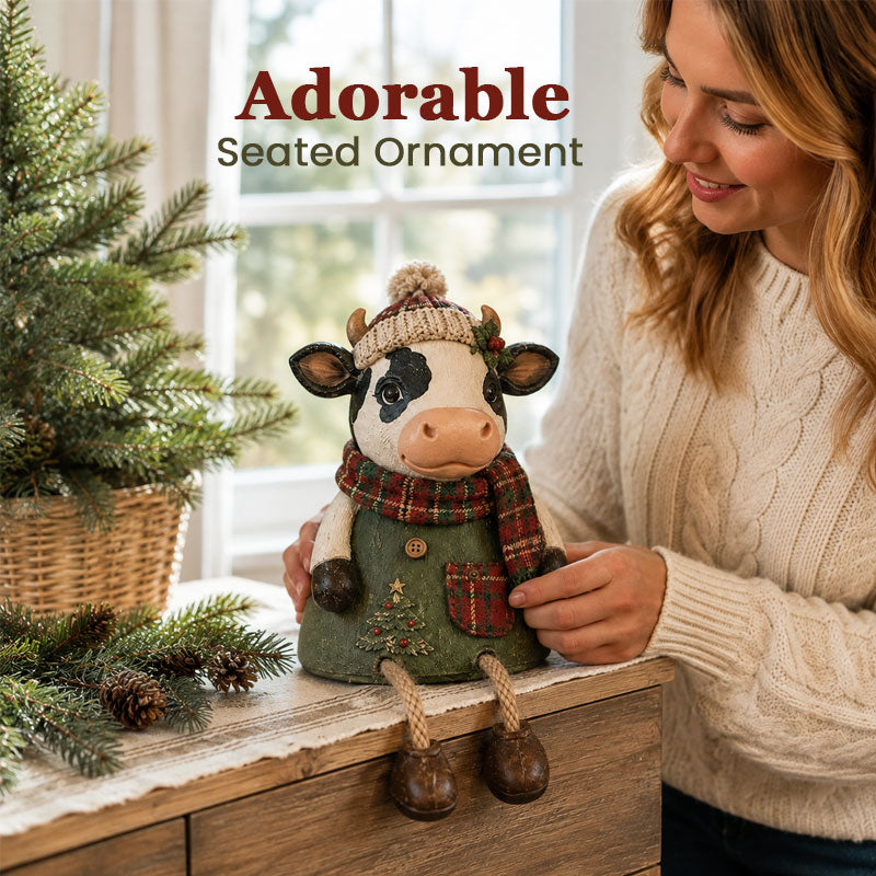 Rustic Farm Animal Christmas Dangly‑Leg Figurine | Festive Shelf & Mantel Ornament