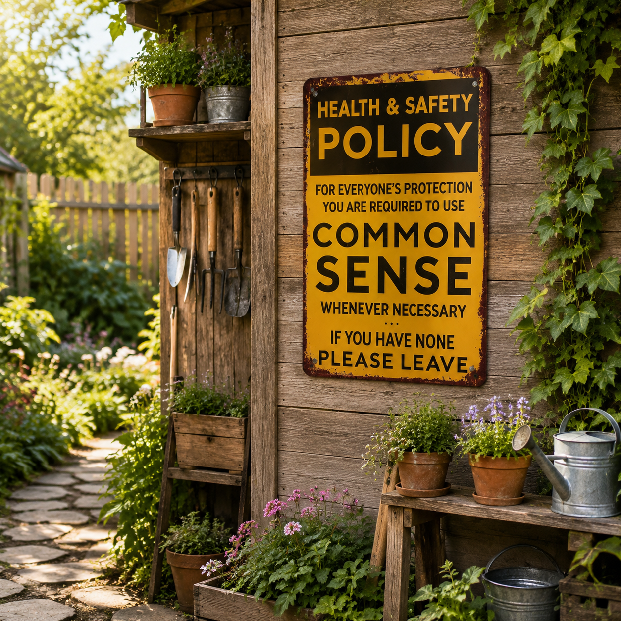 Funny "Common Sense" Health & Safety Policy Metal Wall Sign
