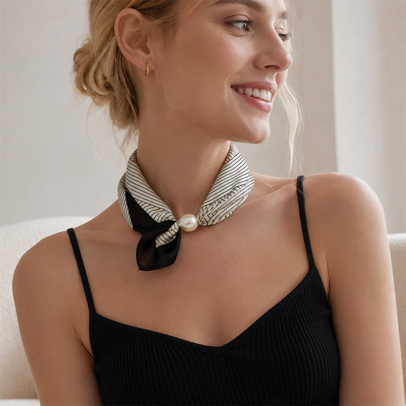 🤍 Pearl Scarf Necklace with Magnetic Clasp | Elegant Women’s Versatile Jewellery
