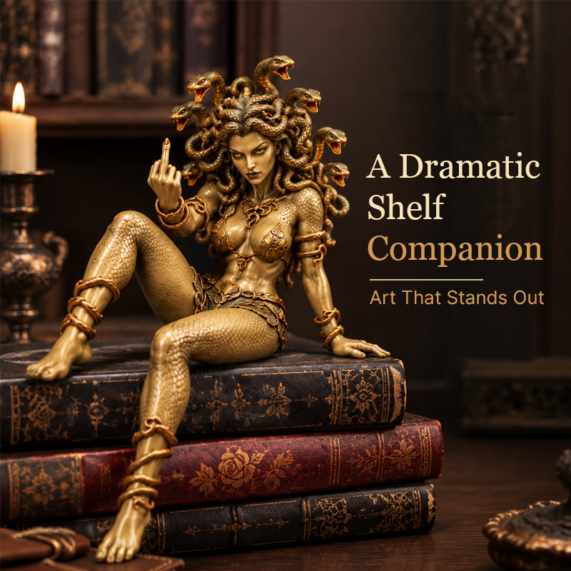 Medusa Goddess Snake Hair Statue, Greek Mythology Gothic Desk Ornament