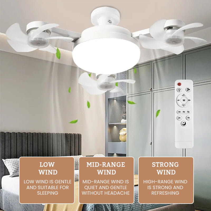 Silent Drone-Style Ceiling Fan Light – Modern LED Bedroom Lighting