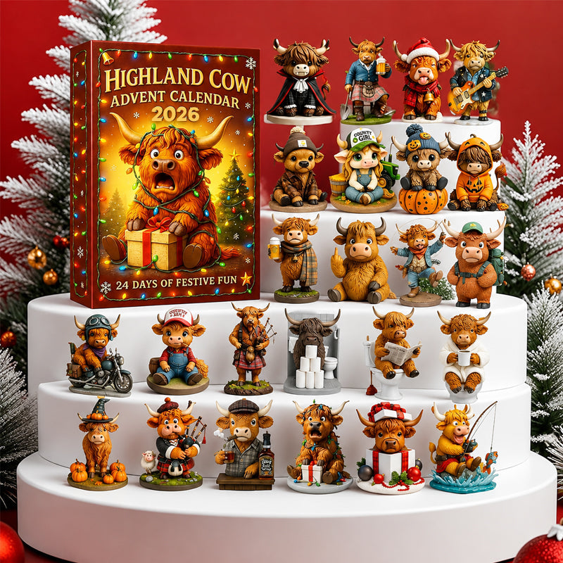 🐮 2026 Cartoon Highland Cow Advent Calendar