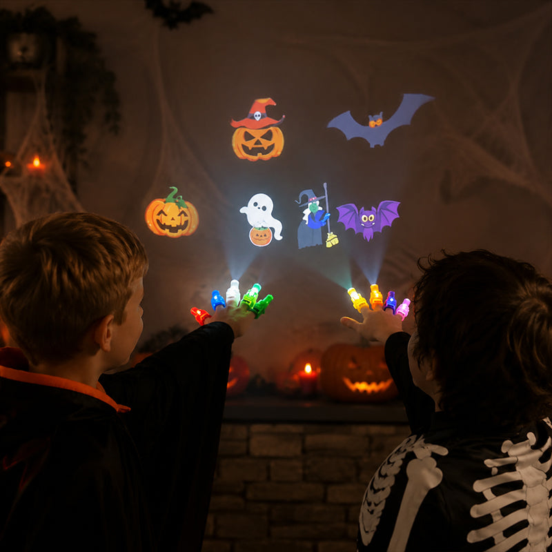 🎃 Halloween Projection Finger Lights | Spooky Mini Projector Torches for Kids Party Favour