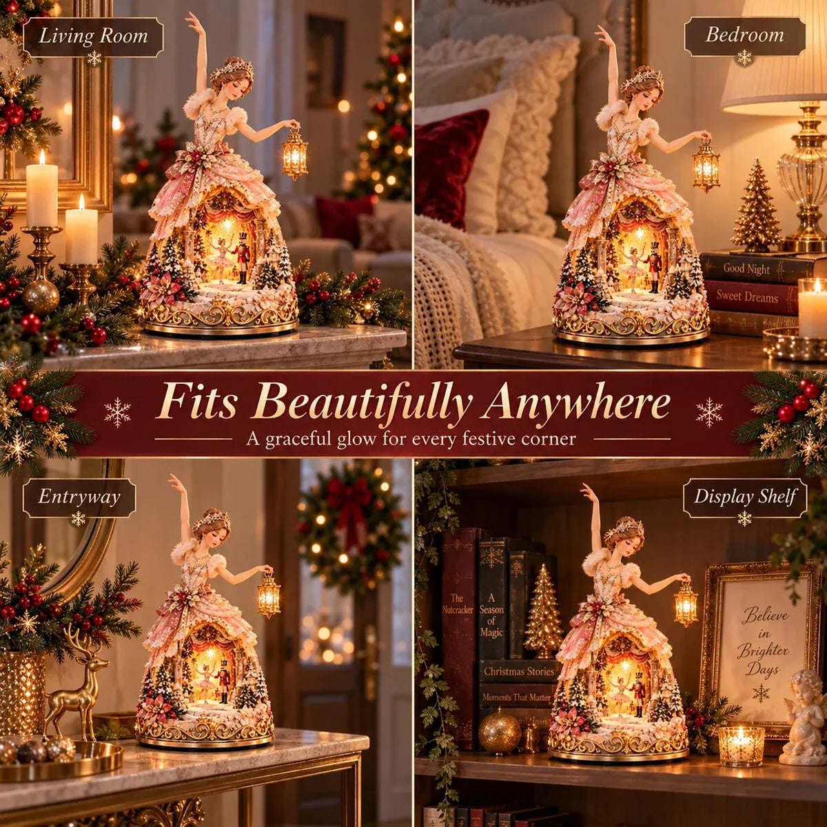 🩰  Winter Ballerina Story LampTM – Lighted Nutcracker Christmas Tabletop Decor