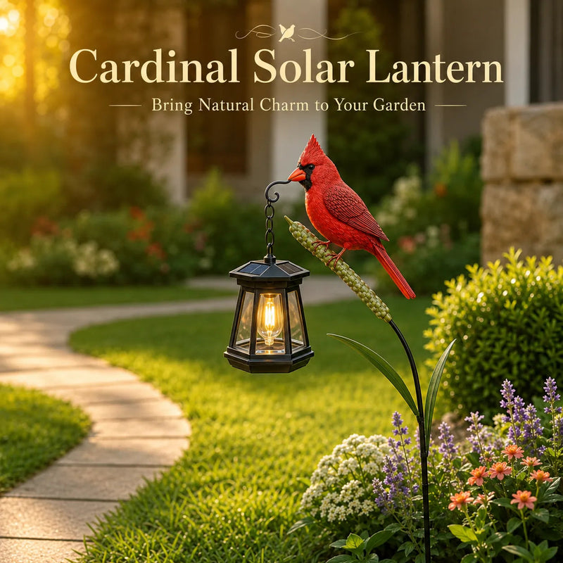 Solar Cardinal Bird Garden Stake Lantern – Memorial Outdoor Lawn Ornament