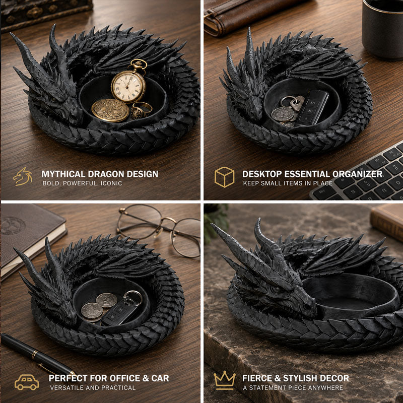 3D Printed Dragon Guardian Valet Tray – Gothic Décor Key & Jewellery Storage Dish