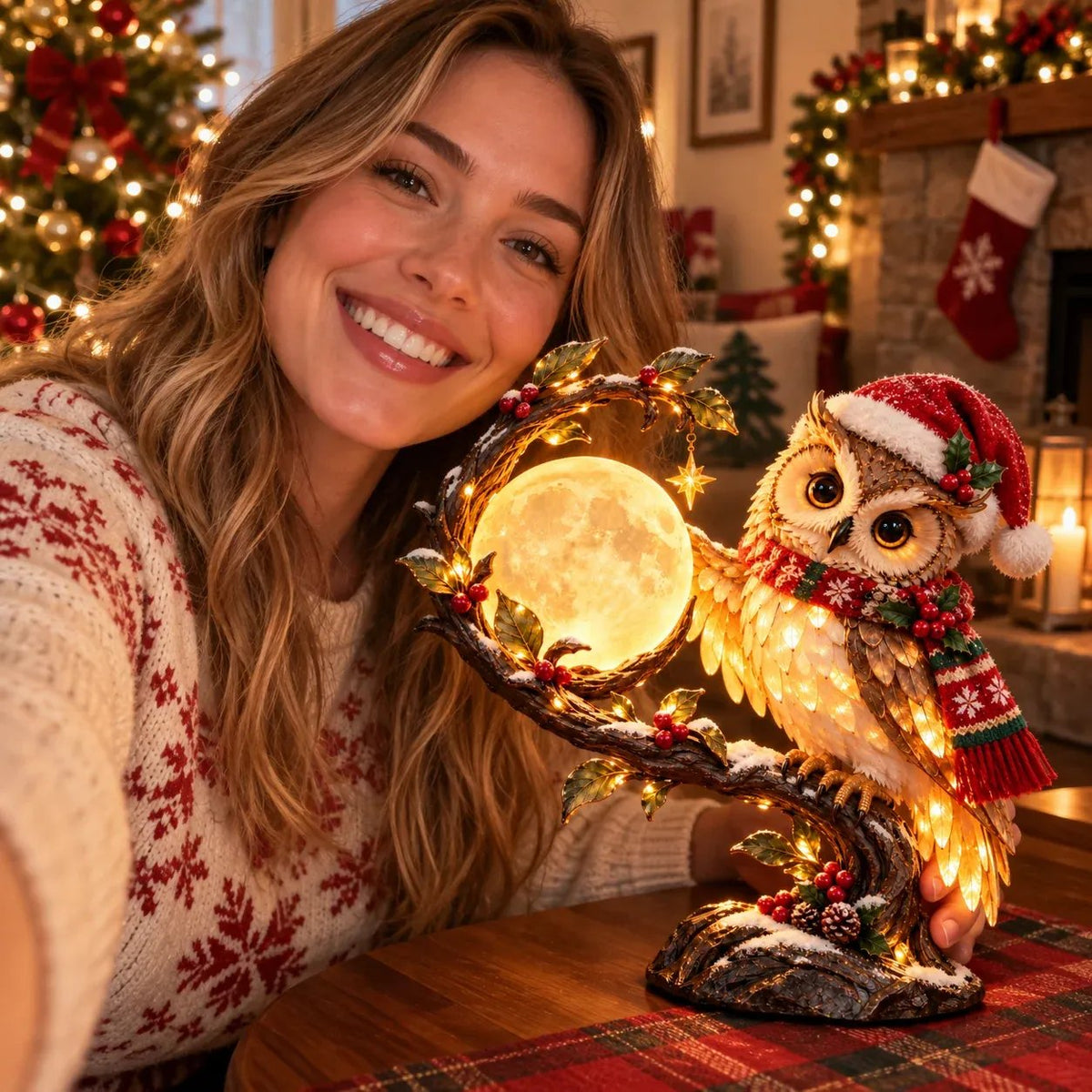🎄 Moonkeeper Owl™ – Light-Up Christmas Owl Decoration