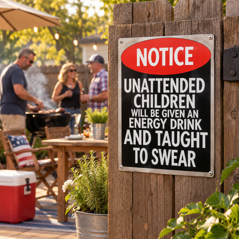 🚨 Funny Notice Sign for Unattended Kids
