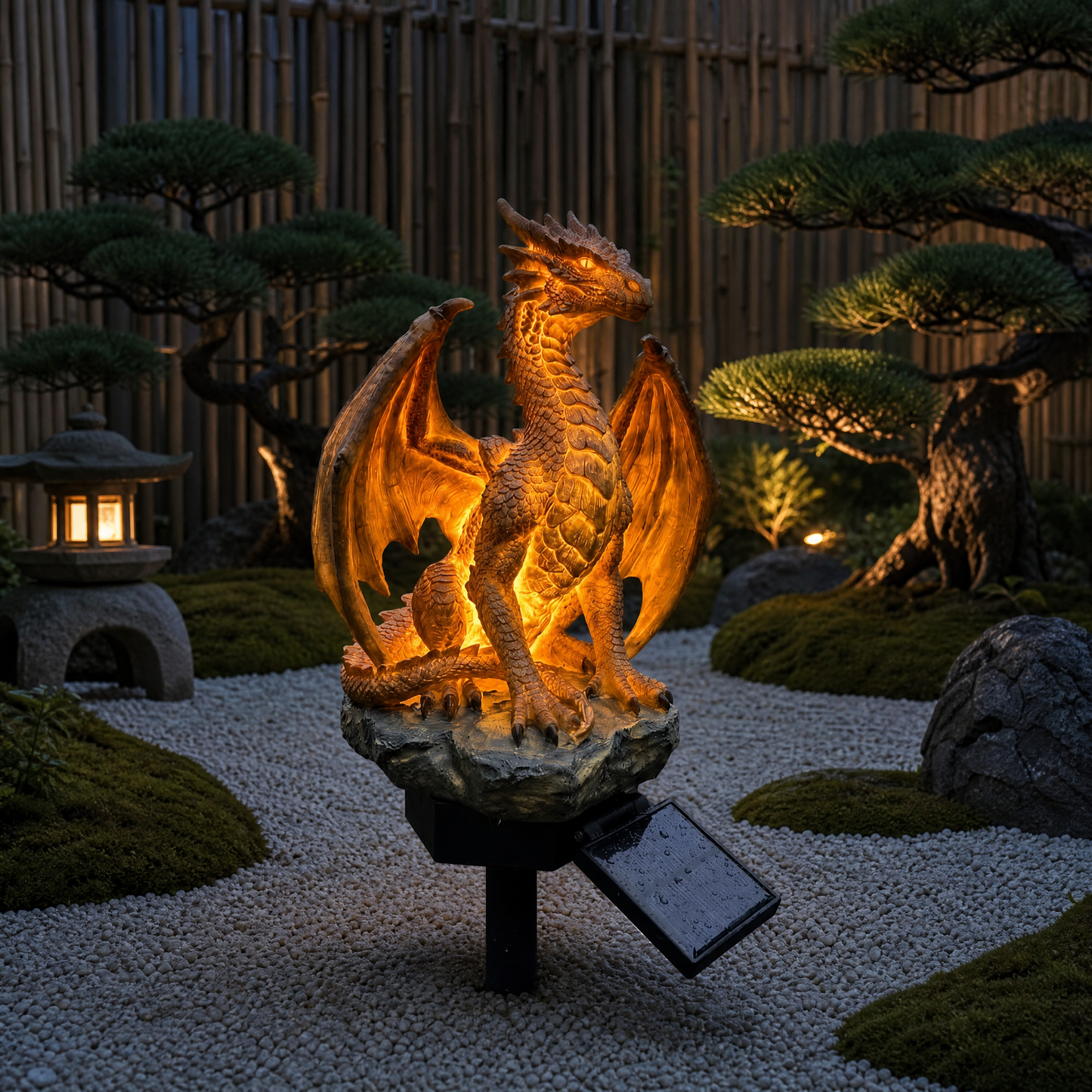 Dragon Legacy Golden Ember Solar Garden Stake Light – Gothic Outdoor Lawn Ornament