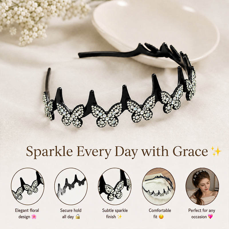 Sparkly Butterfly Wavy High Crown Volumising Headband – For Styling & Face Washing
