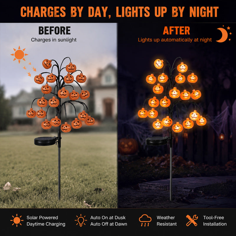 Solar Powered Halloween Twig Lights | Outdoor Pathway Decor