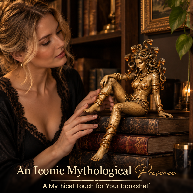 Medusa Goddess Snake Hair Statue, Greek Mythology Gothic Desk Ornament