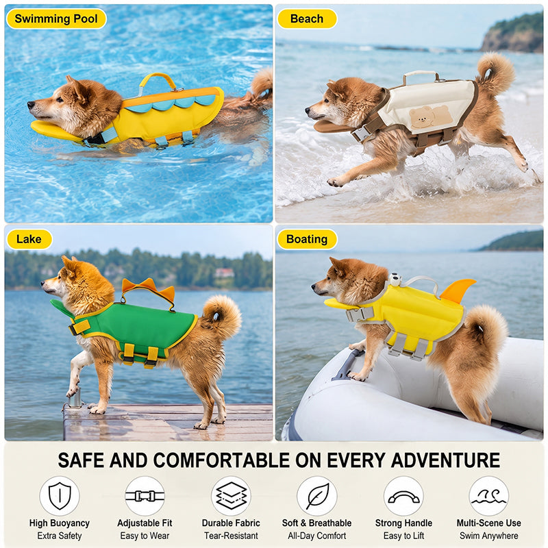 🐶 Cute Dog Life Jacket | Pet Swimming Safety Flotation Vest