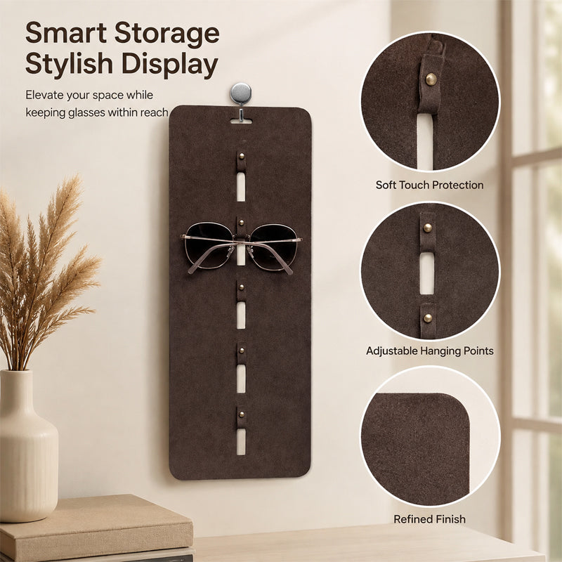 👓Wall‑Mounted Faux‑Leather Glasses Storage Hanger | Sunglasses Wall Organiser