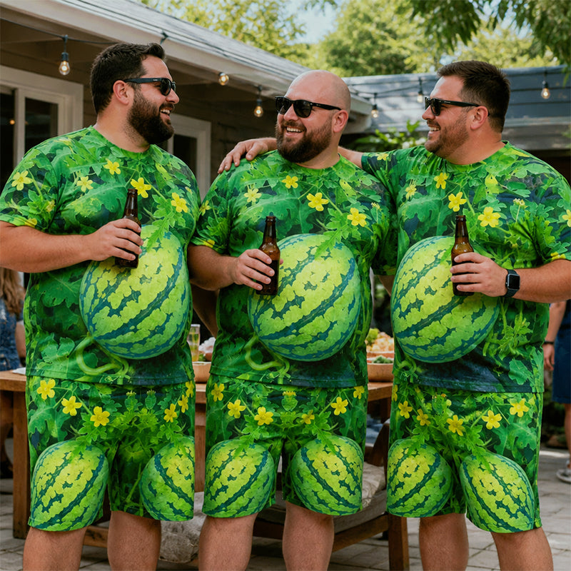 🍉 Funny Watermelon‑Print T‑Shirt & Shorts Set | Casual Summer Outfit