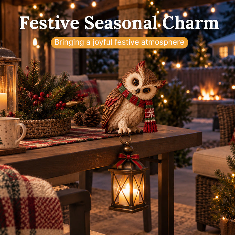🦉Christmas Owl Lantern Figurine | Light Up Festive Owl Ornament for Home Decor