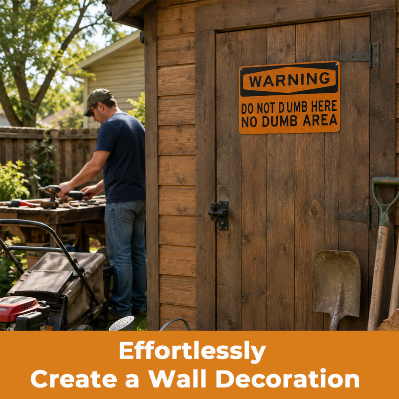 😂Funny Warning Sign Wall Decor | "Do Not Dumb Here, No Dumb Area" Garage Man Cave Decoration