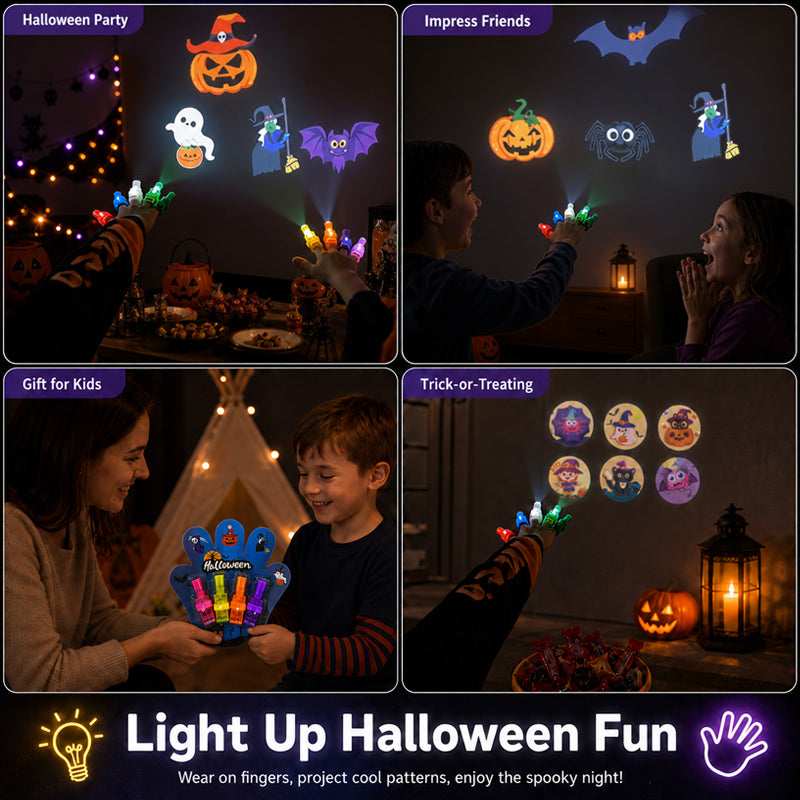 🎃 Halloween Projection Finger Lights | Spooky Mini Projector Torches for Kids Party Favour