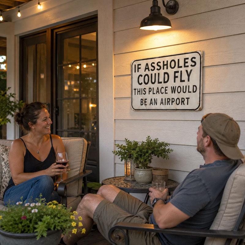 😏✈️ “If Jerks Could Fly” Vintage Metal Wall Sign | Bar & Man‑Cave Decor