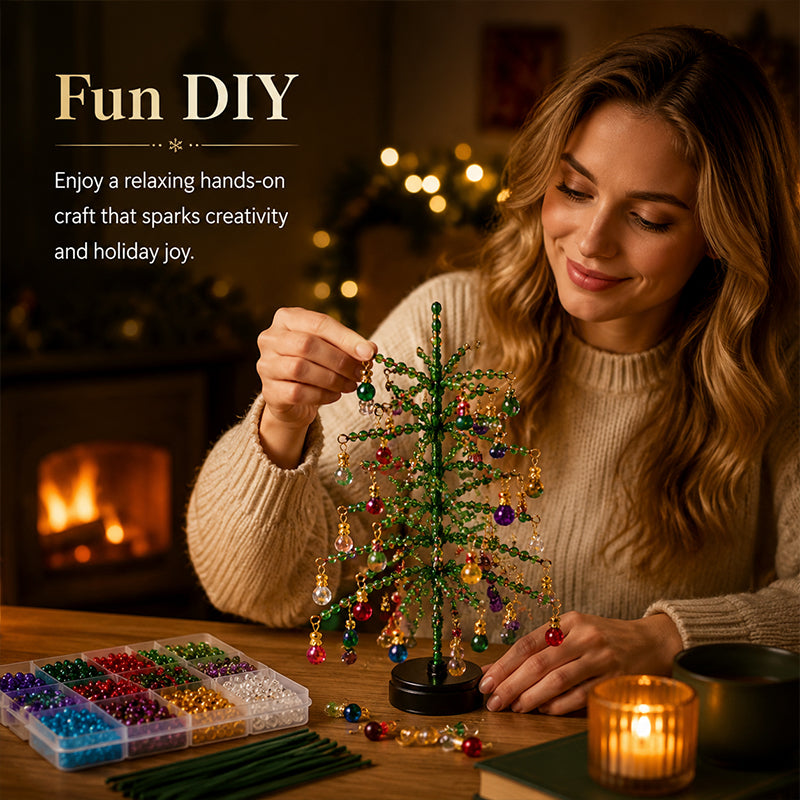 Handmade Bead Xmas Tree Making Kit, Cosy Seasonal Table Decor For UK Homes