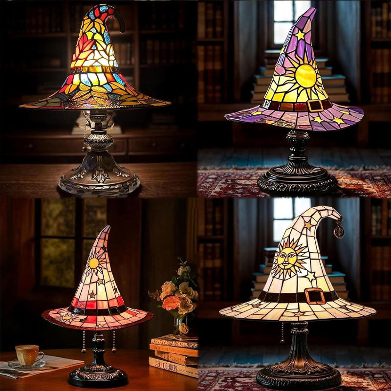 Enchanting Stained Glass Witch Hat Night Lamp | Magical Warm Home Glow 🧙‍♀️
