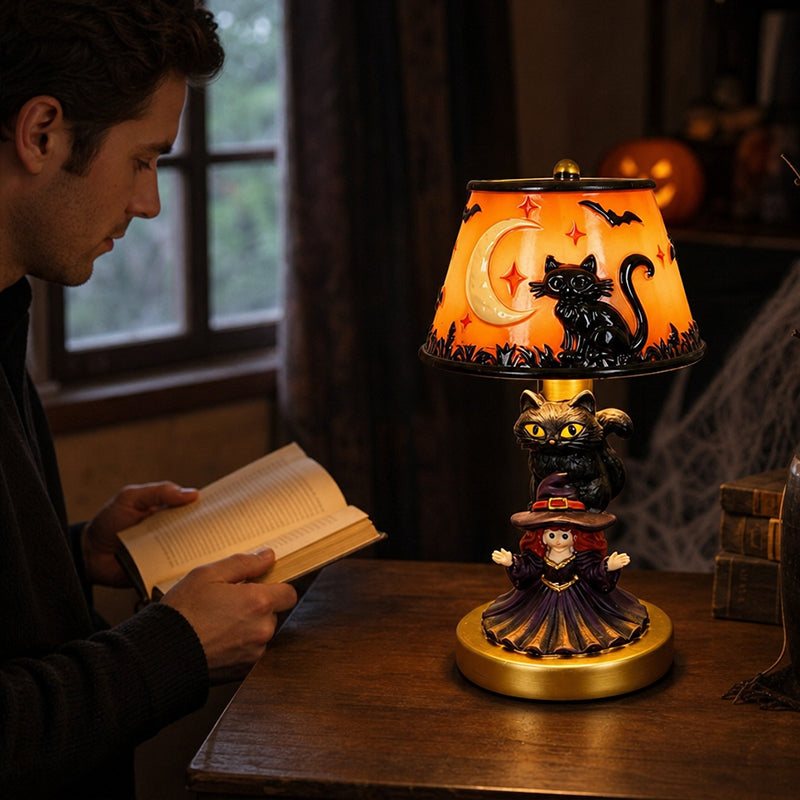🎃 Spooky Halloween Table Lamp – Ghost, Bat & Pumpkin Glowing Ornament