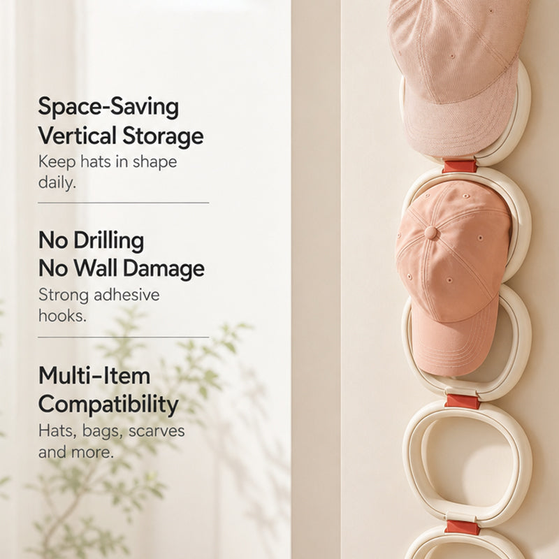 Apple Hat Hook - Door Back Series Household Scarf Hat Organizer, Punch-Free Baseball Cap Display Rack