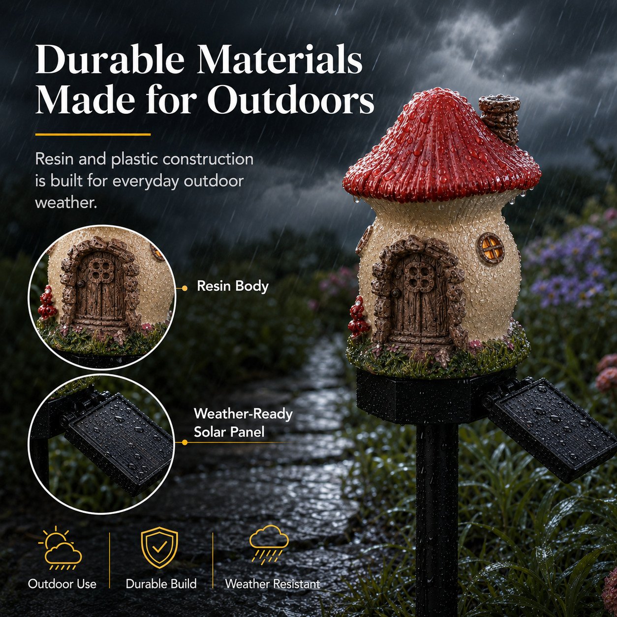 Solar Fairy-Tale Mushroom Cottage Garden Light – Magical LED Outdoor Decor for Gardens, Pathways & Cozy Backyard Spaces 🍄✨