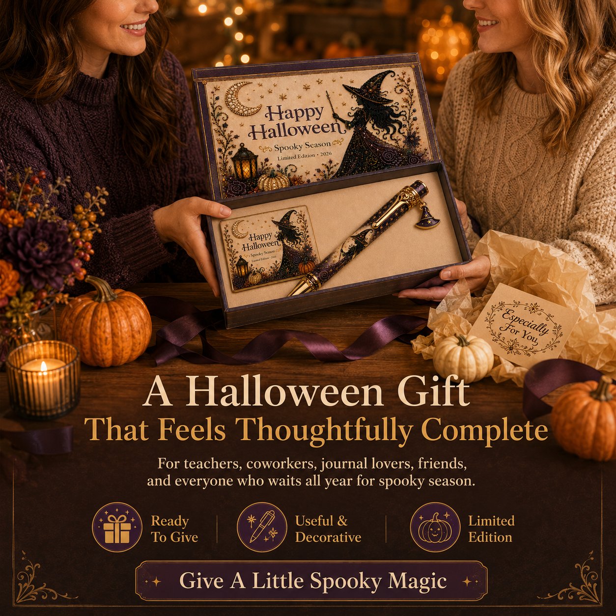 🎃 Halloween Whimsical Pen Gift Set | Decorative Pen, Keepsake Card & Luxury Gift Box, 3 Limited‑Edition Designs ✨