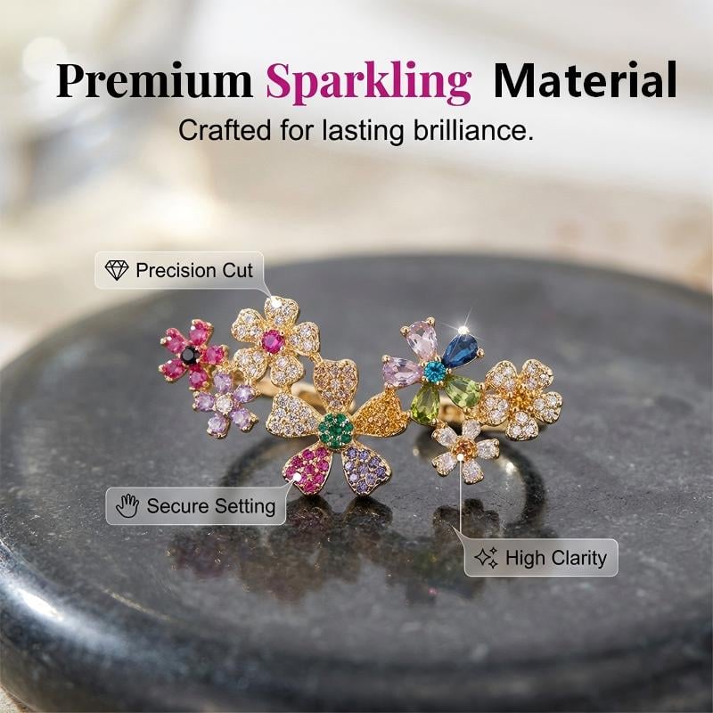 🌸Vibrant Floral Crawler Earrings – Multicolor Rhinestone, Lightweight, Hypoallergenic 💎