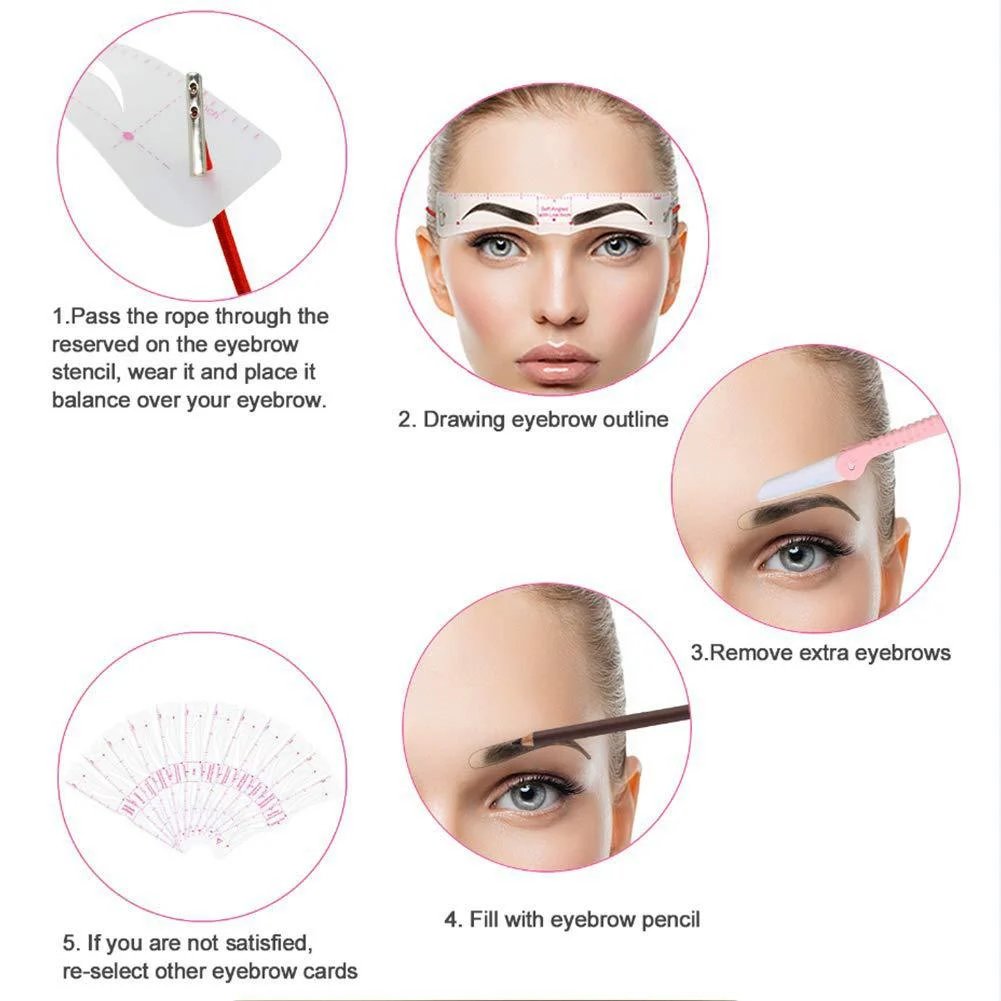 Eyebrow Stencil Kit (12‑Pack) | Reusable Brow Shaping Templates for Symmetrical Brows