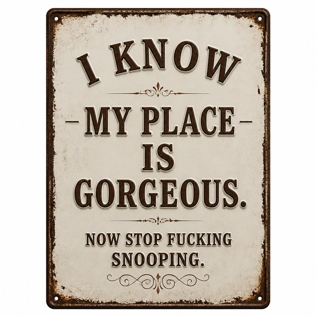 🏡 Cheeky Wall Sign | Playful Decor To Deter Unwanted Onlookers For British Homes