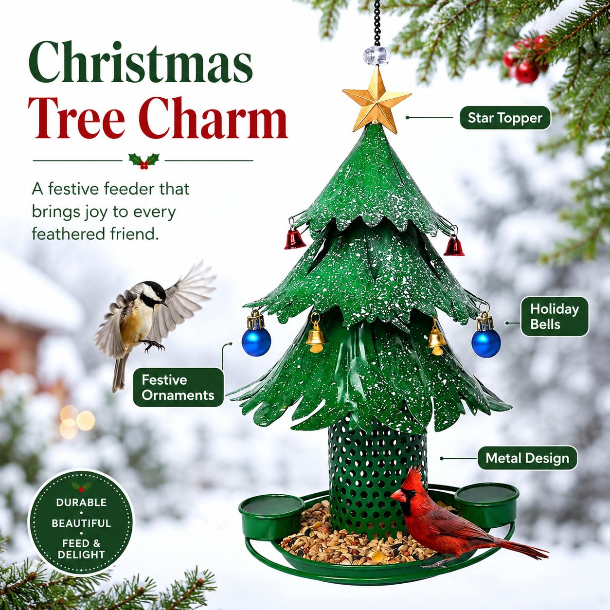 🎄 Christmas Tree Bird Feeder | Festive Garden Decoration