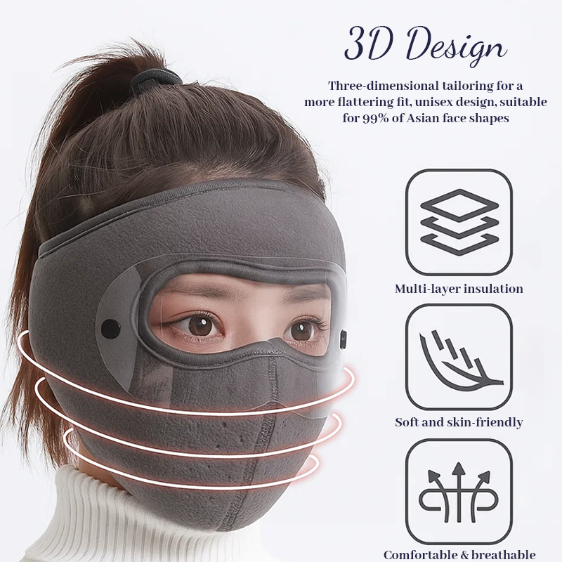 3-in-1 Windproof Winter Balaclava – Warm Fleece Face Mask with Goggles