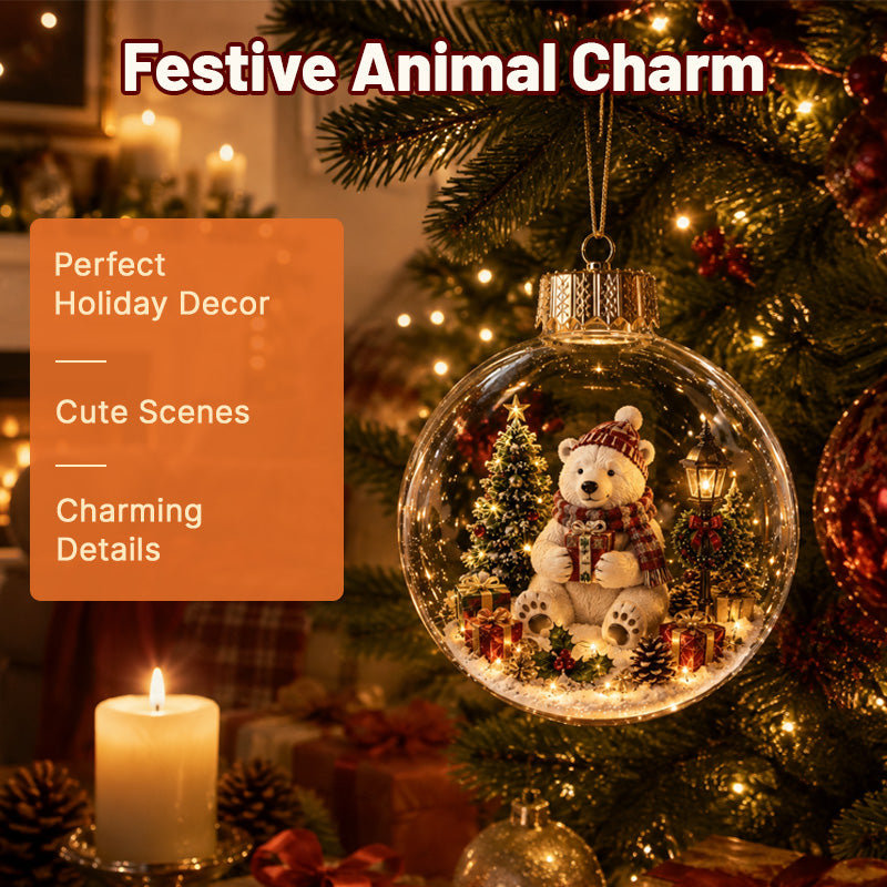 ✨ Animal‑Themed Christmas Crystal Ball | Festive Light‑Up Winter Globe Ornament