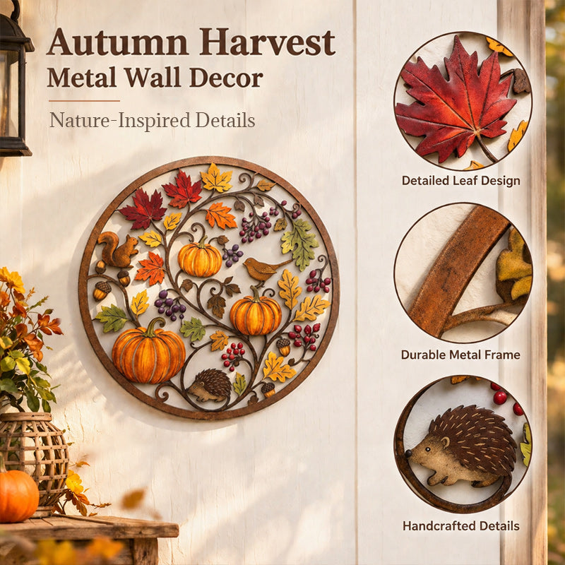 🍂Autumn Pumpkin & Wildlife Animal Metal Sign | Rustic Wall Home Decor