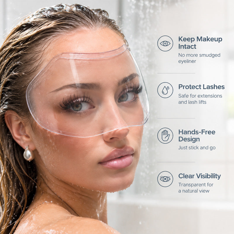 Adhesive Shower Face Shield | Clear Splash Guard for Eye Makeup & Lashes
