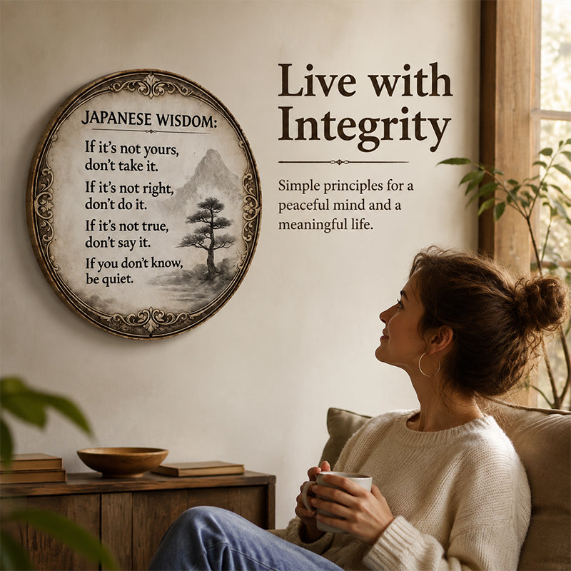 🍂 Vintage Eastern Wisdom Wall Plaque | Calm Slow‑Living Home Decor