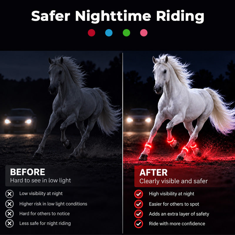 LED Horse Leg Bands | High-Visibility Light-Up Bands for Night Riding