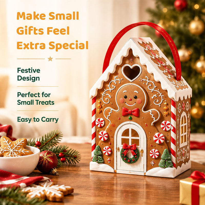 Christmas Cottage Handle Gift Box – 3D Festive Candy & Cookie Gift Packaging Box