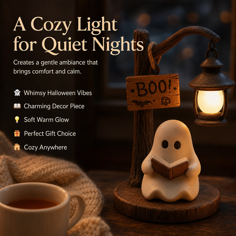 Cosy Lit Ghost Ornament – Gentle Soft Halloween Table Lamp For Cottage Homes 🍂