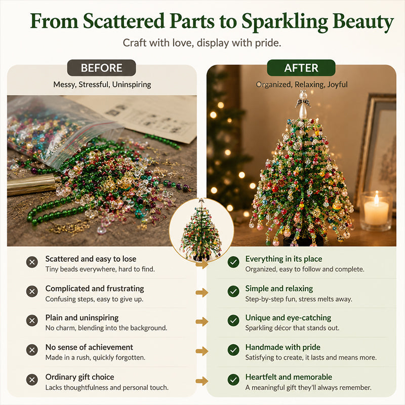 Handmade Bead Xmas Tree Making Kit, Cosy Seasonal Table Decor For UK Homes