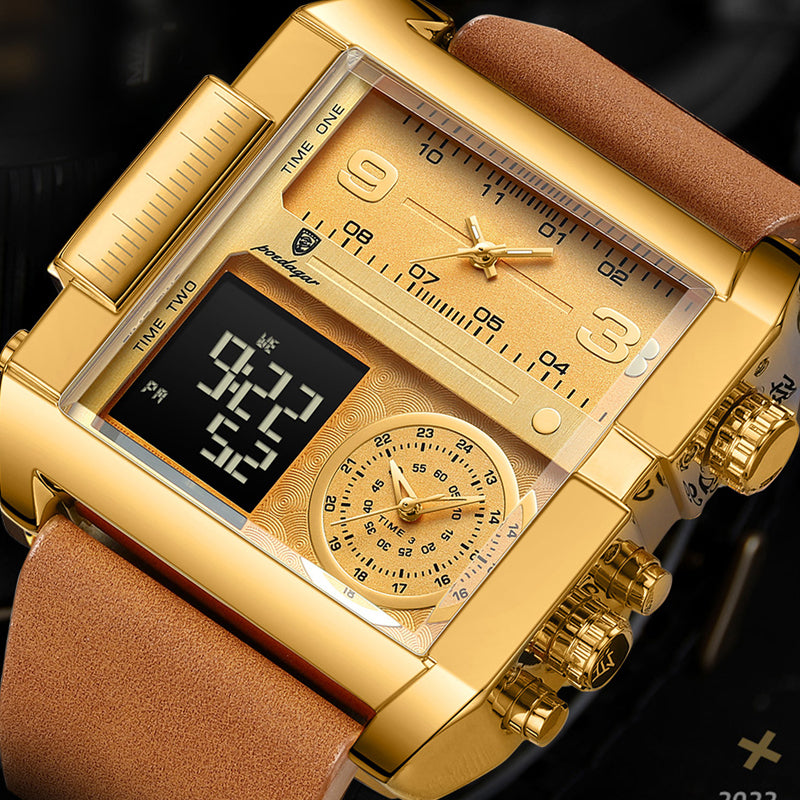 Elektronische Herren-Quarzuhr mit Dual-Display