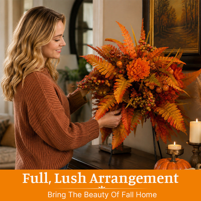 Autumn Harvest Floral Garden Stake Arrangement 🍁 | Fall Flower Ornament for Outdoor Garden Patio Decor