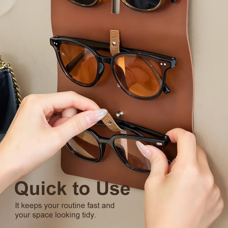 👓Wall‑Mounted Faux‑Leather Glasses Storage Hanger | Sunglasses Wall Organiser