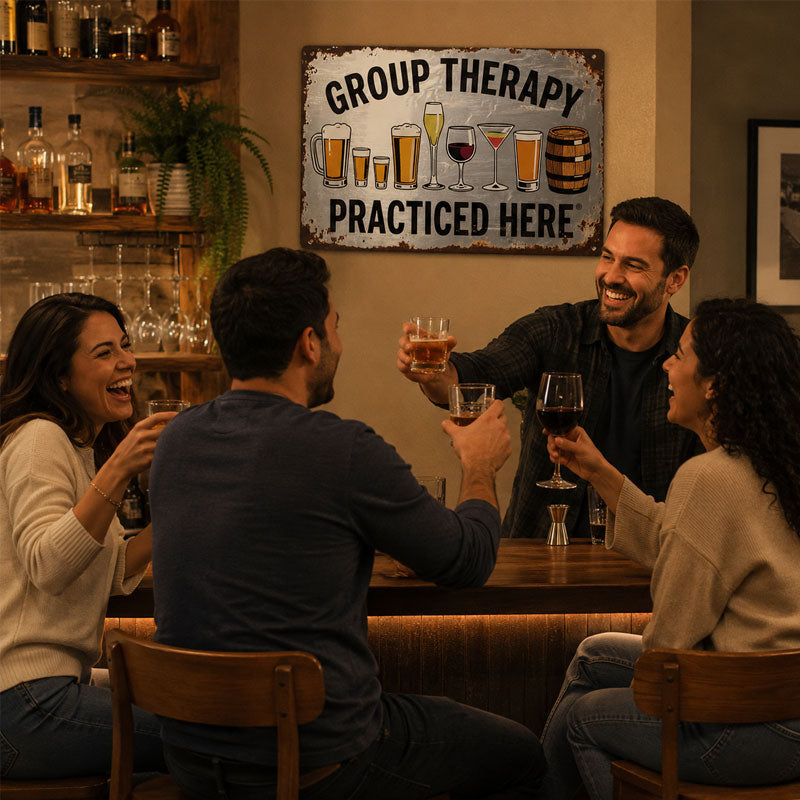 🍻😂 "Group Therapy Practiced Here" Sign