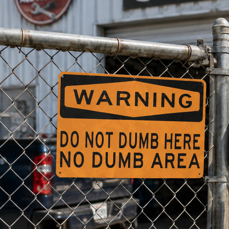 😂Funny Warning Sign Wall Decor | "Do Not Dumb Here, No Dumb Area" Garage Man Cave Decoration