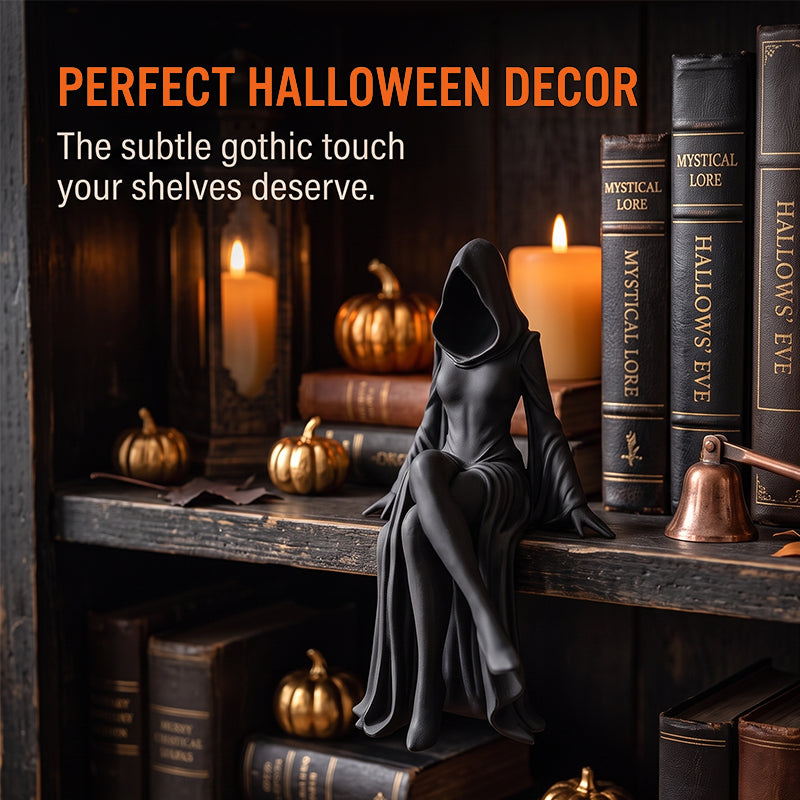 Lady Grim Reaper Sculpture – Gothic Hooded Figurine